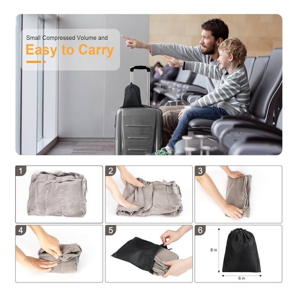 Inflatable Travel Foot Rest Pillow, Kids Airplane Bed - Picture 2 of 8